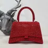 Borsa a tracolla a clessidra con strass Borsa a tracolla a mezzaluna con tracolla luccicante di qualità di lusso Borse Hobo Borse in vera pelle con diamanti Borse piene d'acqua