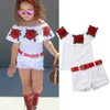 Zestawy odzieży Ubrania dla dzieci Dziewczyny róża kwiat z ramion Topsdenm Szorki Baby Girl Summer Stroje Toddler 2pcs Ubrania 230728