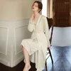 Women's Sleepwear Fdfklak Silk Dressing Gown For 2 Piece Set Nighty Ladies Sexy Lingerie Summer Nightwear Soft Bathrobe