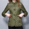 Women Button Studn Winter Autumn Fashion Cotton Slim British Style Blaid Plaid Coilting Coat