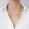 Hänge halsband Tosoko rostfritt stål smycken tröja engelska fyrkantiga märke halsband kvinnlig vårkedja klumpbik BSP824
