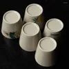 Tazze Piattini 50ml Tazza da tè in ceramica Fatta a mano Vintage Fiore stampato Set cinese Home Office Bicchieri Articoli per il tè Regalo Taza Te