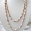 Kedjor hand knuten klassisk bröllop halsband 10mm vit rosa lila skal pärla mode smycken 32 tum för kvinnor