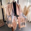 Scarves Elegant Cashmere Scarf For Women Warm Winter Pashmina Shawl Foulard Femme Blanket Brand Design Striped Painting Wraps