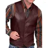 Men's Jackets Fashion Retro Vest Single Breasted Leather Coat Motorcycle Jacket Club Chopper