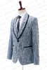 Costumes pour hommes 2023 Light Denim Blue Jacquard Pattern Wedding Gentlemen Tuxedo Peaked Lapel 2 Piece Jacket Slim Pant