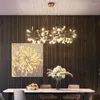 Lustres nordique luciole suspension lampe salon lustre rond moderne or Rose/noir cuisine branche éclairage