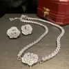 Designer jewelry necklace Mountain Camellia Necklace Super Sparkling Zircon Ins Network Red Blogger Rose Flower Neck Interlocking Bone Chain