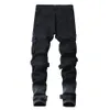 Men's Jeans Motorcycle New Trend Multi-pocket Punk Black Denim Trousers Female Fashion JSlim-fit Pants Stylish Denim Pants 20268u