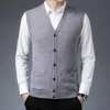 Men's Sweaters Man 100 Pure Wool Cardigan Casual Buttons Up Cashmere Sweater Sleeveless Knitwear Male Knit Coat 230728