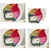 Fasce Moda Seta Turbante Elastico Donna Italia Ragazze Arcobaleno Colorf Fasce per capelli Sciarpa Designer Accessori per capelli Regali Copricapo D Dhpuh