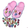 Pièces de chaussures Accessoires 100pcs Colorf Numéro Letters Clog Charms Charm Decoration Boucle Jibitz Boutons DÉCOR