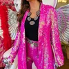 Dames Jassen Lente Herfst Blazers Dames Pailletten Blazer Pailletten Shimmer Jasje Top Casual Lange mouw Glitter Feest Glanzende revers Jas Bovenkleding 230728