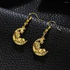 Boucles d'oreilles pendantes personnalité couleur or lune bébé mode belle longue pour femmes hommes Hip Hop bijoux cadeaux de fête