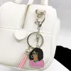 Keychains 4 스타일 다른 로고 수제 그리스 여학생 옐로우 블루 레드 핑크 소녀 술 열쇠 고리 보석 가방 액세서리
