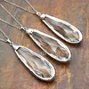 Pendanthalsband NM14819 10st SLIVER PLATED FACETED Pear Shape Chains Glass Crystal Online 18-32 tum