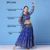 Stage Wear Long Sleeves Embroidery Egypt Bollywood Dance Costume For Women Adult Belly Performance Clothes Set