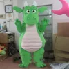 2019 Högkvalitativ grön dinosaurie Mascot Costume Fancy Party Dress Halloween Carnival Costumes Adult Size284R