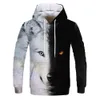 Mężczyzn Bluzy Bluzy wiosna i jesień Junior Wolf Hoodie Fashion 3D Print Lose Streetwear Funny Animal Street Hip Hop Bluza 230728