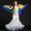 Stage Wear Top Gradient Color Belly Dance Voiles 250 110cm Hand Throw Scarf Shawl Dancer Accessoire Adulte Multi Bellydance Veil