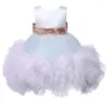 Fille Robes Bébé Robe De Mariée Couches Sequin Arc Baptême Robe De Baptême Pageant Toddler Princess Party 1 An Anniversaire Vêtements