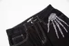 メンズジーンズファッションブランドルーズニッチデザインワイドレッグストレートパンツIns nハイストリートダークシリーズスケルトン刺繍