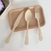 Vaisselle jetable pique-nique avec petits objets couteau en bois rétro original fourchette et cuillère ensemble de trois pièces