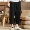 Men's Pants 2023 Fashion Men Casual Harem Summer Trousers Mens Cotton Linen Male Chinese Style Solid Calf-length 5XL