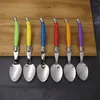 Spoons Stainless Steel Laguiole Dinner Spoon Big Large Tablespoon Set Rainbow Handle Soup Scoop Multi Color Cutlery Cafe 6pcs 8 5i257E