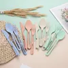 Dinnerware Sets Wheat Straw Tableware Set Portable Cutlery With Case Dinner Fork Spoon Knife Complete Travel Picnic Utensils Kitchen