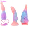 Anal Toys Tlemeny Silicone Octopus Tentakles enorma penis Anal Sex Toy Sug Cup Soft Dildo Luminous Dragon Monster Dildos Glowing In Dark 230728