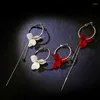 Hoop Earrings Flower Hoops Women Korean Fashion Floral Pearl Asymmetric For Girls Party Jewelry