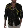 Men's Casual Shirts Golden Marble Y2K Shirt Men Edgy Agate Print Autumn Loose Blouses Long Sleeve Custom Oversize Tops