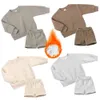 Clothing Sets Children Kids Fleece Autumn Outfits Clothes Solid Cotton Warm Sportswear Korean Style For Toddler Boys Girls Suit 230728