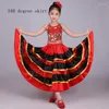 Bühnenkleidung 180–720 Grad spanische Flamenco-Tanzkleider für Kinder, Performance-Kostüme, Mädchen-Zigeuner-Big-Rock-Bauchset