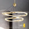 Lâmpadas pingente Mobius Strip Design de luxo moderno Arte Anel irregular Lustre de LED para decoração de casa Sala de jantar Cozinha Ilha El