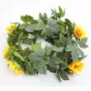 Decorative Flowers Home Decoration Party Supplies Lifelike Greenery Wall Hanging Garland Artificial Sunflower Rattan Simulation Plant Vine