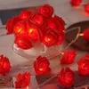 Corde a batteria/USB Fata LED Fiore di rosa Stringa di luce San Valentino Festone di nozze Lampada ghirlanda per la decorazione della stanza della festa di Natale