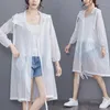 Vestes pour femmes grande taille crème solaire hauts 2023 été à manches longues longueur moyenne coréenne lâche climatisation chemise mince tranchée Z1407