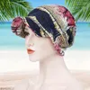 Bérets mode femmes musulmanes imprimer coton chapeau bonnets perte de cheveux chimio foulard enveloppes visière épaisse casquette Turban chapeaux large bord