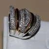 Cluster Ringen Merk Sprankelende Luxe Sieraden 14kt Witgoud Vul Afzonderlijke Kleur Pave White Clear 5A Zirconia WomenWedding Band Ring Gift