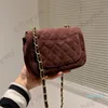 2023-WOMENS MINI SUEDE RAB CEOMTED CEALTED LEATHER CLASSIC Diamond Gold Hardware Chain Crossbody Wallets Coins Purse Pouch Pouch Pouch Resiles18/20cm