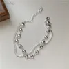 Link Bracelets Double Layer Heart Y2k For Girls Stacking Romantic Short Chain On Hand 2000s Aesthetic Bangle Women Jewelry KDH002