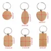 Decorative Flowers Wreaths 20 Blank Wooden Keychain Rectangular Engraving Key ID Can Be Engraved DIY Wood Keychains Ring for Craft 230729