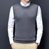 Gilet da uomo Gilet da uomo Gilet coreano Girocollo Business Casual Versione aderente Nero Grigio chiaro Senza maniche Top lavorato a maglia Maschile All-Fiammifero