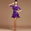 Abbigliamento da palcoscenico Abito da ballo latino Abito da donna con frange Costume da salsa Abiti da tango da ballo rosso nero in vendita