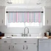 Curtain Colorful Striped Texture Short Tulle Curtains For Kitchen Cafe Sheer Voile Half-Curtain Bedroom Doorway