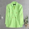 Chaquetas de mujer, chaqueta de traje verde caramelo para mujer, abrigo de otoño, gabardina occidental informal de longitud media para mujer