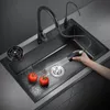 Cucina Grande lavabo a fessura singola Cascata per lavabo da incasso in acciaio inossidabile con rubinetto a cascata multifunzione Touch AA44