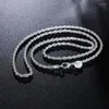 Chains 925 Sterling Silver 16 / 18 20 22 24 Inch 3mm Rope Chain Necklace Women's Fashion Wedding Jewelry